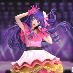Hoshino_Close.png 3D-Datei Hoshino Ai- Oshi No Ko Anime Figur STL für 3D-Druck・Design für den 3D-Druck zum Herunterladen