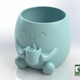 Coffee-man.png Maceta para amantes del café | Bonita maceta imprimible en 3D con taza | Decoración para el hogar STL | Listo para imprimir