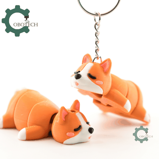 Sleeping Corgi For Animal Lovers Articulated Keychain - Cute Backpack Keychain