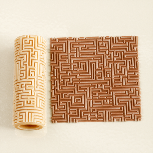 Geometric Labyrinth Texture Roller STL File – Seamless Pattern – Digital Download