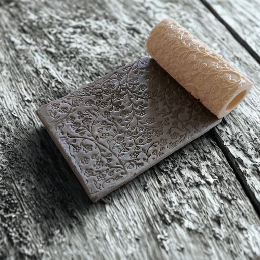 d9536143-d3f3-4427-8b3c-085a99d3b60c_20250704_192920_0000.jpg Floral Texture Roller for Clay & Ceramics –  (100×40 mm Flower Pattern)