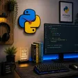 Cozy-Python-coders-workspace-setup.webp Python Logo Desk Clock – 3D Printable Coding Workspace Decor