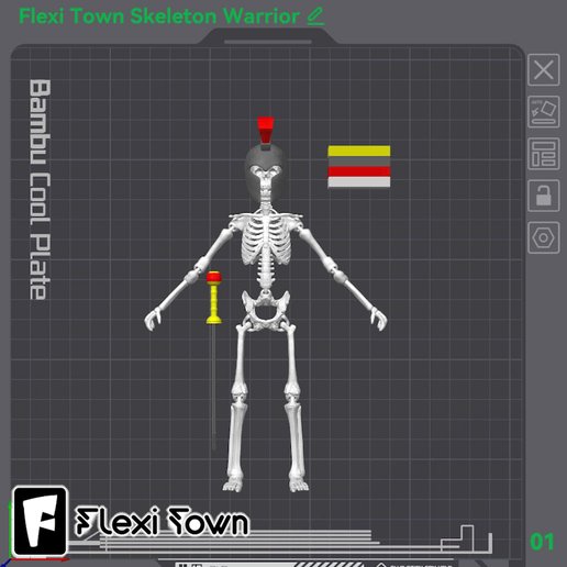 Flexi-Town-Skeleton-Warrior-0.png Flexi Skeleton Warrior, Articulated fidget figure, 3mf included