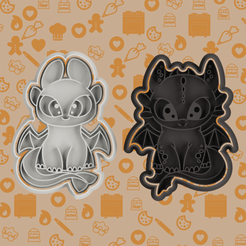2.png Light Fury and Toothless cookie cutter set of 2