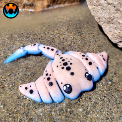 1.png 3D file Sting Ray and Rock Stand. Flexible Sea Critter, Print in Place, No Supports・Template to download and 3D print