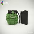 lighter_grenade_instagram_01.jpg STL-Datei Lighter Case - Hand Grenade Shaped kostenlos・3D-druckbares Modell zum herunterladen