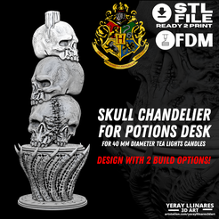 1.png Archivo STL Hogwarts Skull ornamentation for potion desk with candle option・Modelo para descargar e imprimir en 3D