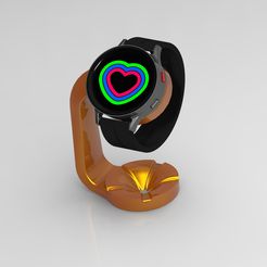 Rendering-mit-Uhr2.jpg Файл STL Подставка для зарядки Samsung Galaxy Watch 5 pro・3D-печать дизайна для загрузки