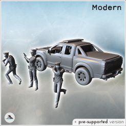 1-PREM.jpg Set de trois officiers de police avec uniformes et casquettes à visière avec une voiture de patrouille (3) - Modern WW2 WW1 World War Diaroma Wargaming RPG Mini Hobby