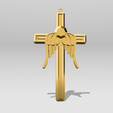 Shapr-Image-2024-01-14-130706.png Cross with angel wings and diamond, Forever in our heart, Memorial statue, decorative religious gift, condoleance gift, Remembrance Gift