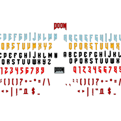 assembly1.png Fichier STL Lettres et chiffres DOOM | Logo・Objet imprimable en 3D à télécharger