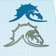 sea-logo-cutter-dolphin-1.png Sea logo, sun, water and dolphin silhouettes cutter,  stamp, travel, holiday icon cutter, Cookie cutter, Polymer Clay Cutter