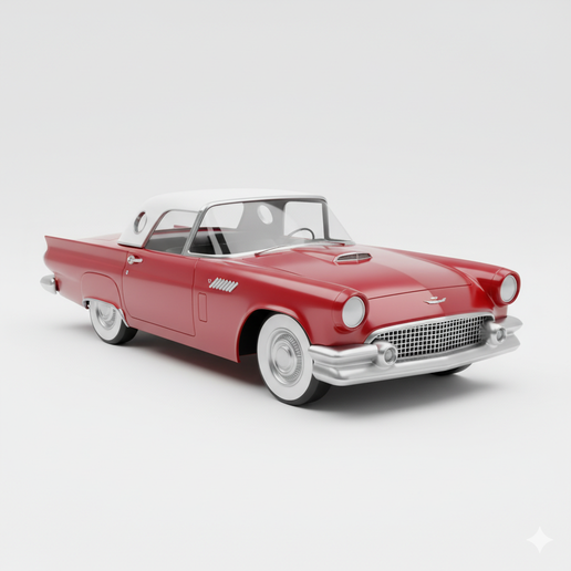 Ford Thunderbird drift legend car STL, luxury car STL, vintage car STL, sci fi car STL, car 3D model, car showroom STL, camber car STL, rally car STL, formula car STL, pickup truck STL, 1920s car STL, car for diorama, American muscle car STL, limousine ST