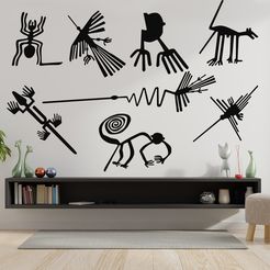 todo.jpg DÉCORATION, 8 séries de lignes de NAZCA PERU-singe/araignée/colibri/mains/flamme/alcatraz/condor/lagarto