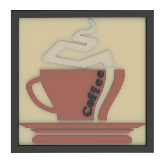 Steaming-cup-of-coffee-different-colours-different-layer-heights.png Archivo STL gratis Taza de café humeante Decoración de pared・Modelo imprimible en 3D para descargar, LayersnLines
