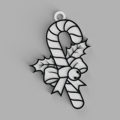 tinker.png Candy Cane with Christmas Bow, key ring - pendant - pendant - earring