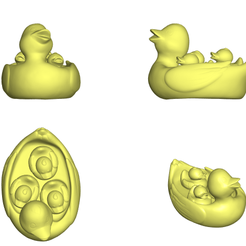 08.1.png STL file duck 08 (mother duck & 3 ducklings)・3D printer model to download