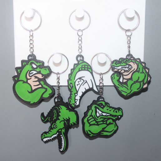 5 Angry Alligator Keychains 3D model