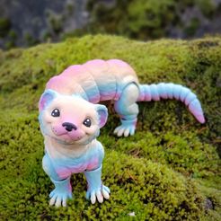 Ferret articulated fidget, print-in-place body, snap-fit, cute-flexi