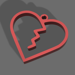 brokenhearttop.png STL file Simple Broken Heart Earring・Model to download and 3D print