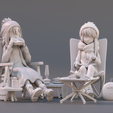 Nade_Rin_Grey_1.png Rin and Nadeshiko  - Laid Back Camp Anime Figure for 3D Printing