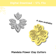 1.png Mandala Flower Clay Cutter for Polymer Clay | Digital STL File | Clay Tools | 4 Sizes Clay Cutters