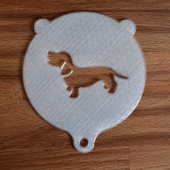 Schablone_Dackel_Lang.jpg STL file Stencil for latte or cappuccino, motif: dachshund (version 2)・3D printable model to download