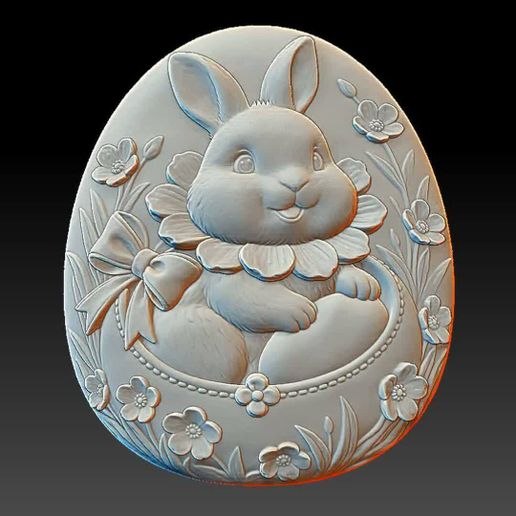 Floral Easter Bunny Egg Relief STL | Deep & Shallow Set