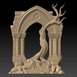 6t78uh.png Ancient Gothic Archway Entwined with Tree – Free 3D Printable Sculpture