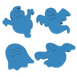 ghost_4_versions.jpg 3D file Cutter for polymer clay in 4 different versions, 2 free, ghosts for halloween・3D print design to download