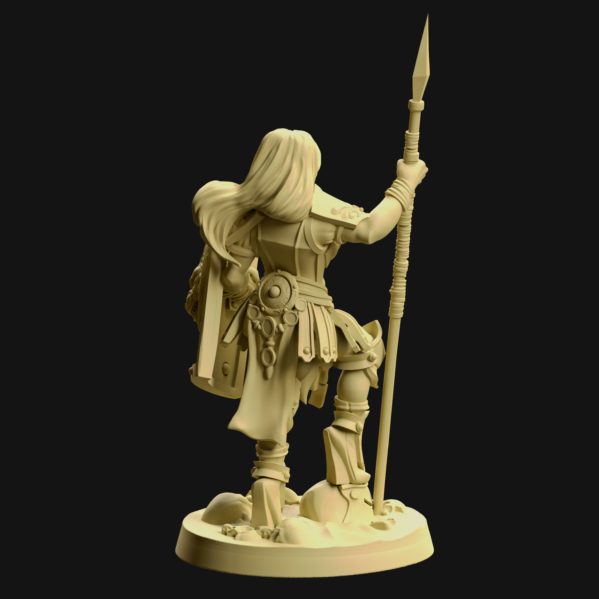 1002_Viewport.png Fichier STL Female Warrior Miniature ( Version pré supportée incluse )・Design pour imprimante 3D à télécharger, raino3d