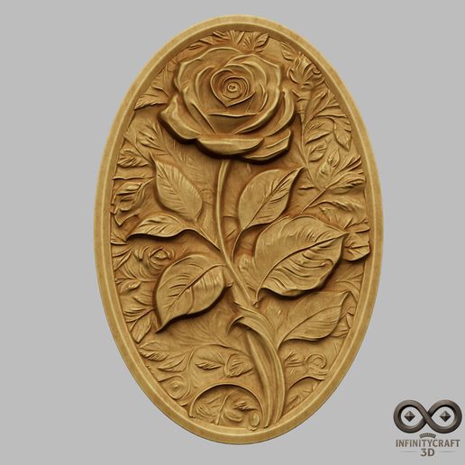 Rose-Elegance-Relief-3.jpg Rose Elegance Relief STL file for 3d printing or CNC 3D print model