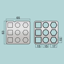 CuadCircExag15.jpg Sprikles - Cutting Miniature Squares, Circles, Hexagons 15mm.