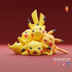 pikachu-pile-copy.jpg STL-Datei Pikachu-Haufen・3D-druckbares Modell zum Herunterladen, Mypokeprints