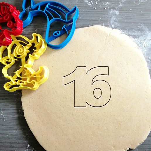 🍪 Number 16 Cookie Cutter・ STL File for ・Cults