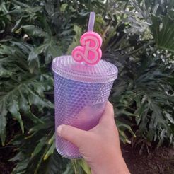 received_1948057615550889.jpeg Fichier STL Barbie Starbucks Straw Topper・Objet imprimable en 3D à télécharger