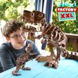Flexi-Factory-XXL-T-Rex_02.jpg Flexi Factory Print-in-Place Skeleton T-Rex Dinosaur with 3MF and XXL Versions Included!