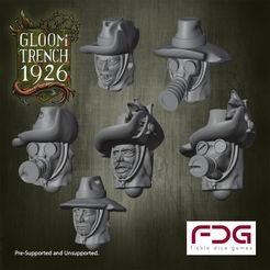Heads-ANZAC.jpg 3D file 28mm British Empire ANZAC heads - Gloom Trench 1926・3D printable model to download
