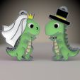 1.jpg STL file 2 Dinosaur wedding key rings・3D printing idea to download