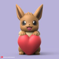 ValentineEevee01.jpg Файл STL POKEMON - VALENTINE EEVEE (ПРОСТАЯ ПЕЧАТЬ БЕЗ ПОДДЕРЖКИ)・Шаблон для 3D-печати для загрузки