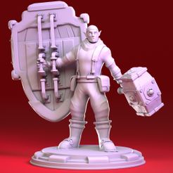 rocric.jpg Free STL file Rocric - Fantasy male warrior videogame character・3D printer design to download