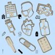 01-RDY.jpg Science and technology cookie cutters - medical essentials set / bundle - 9 pieces