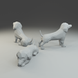 1.png Low polygon dachshund 3D print model  in three poses