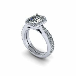 1.jpg STL file Emerald Pav Wedding Ring R2・3D printable design to download