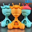 GIRAFFE-11.jpg Файл STL Солнечный милый Жираф с подсолнухами, розами и большим сердцем для печати на месте без опор・Шаблон для 3D-печати для загрузки