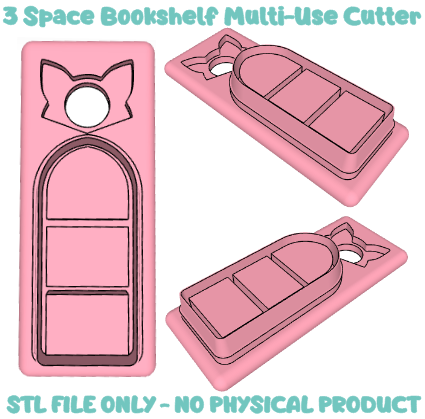 3bookshelf.png 3 Space Bookshelf polymer clay cutter STL file