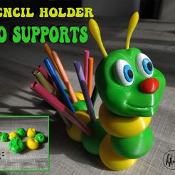 PORTADA-PRUSA.jpg Free STL file Worm pencil holder・3D printing design to download
