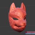 Kitsune_Fox_Mask_3D_print_file_03.jpg Japanese Fox Mask Demon Kitsune Cosplay Mask, Helmet 3D Print Model