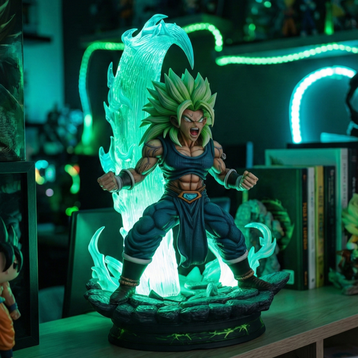 Legendary Green Energy Fighter 3D Printable STL File | Muscular Anime Berserker Miniature | Spiky Hair Warrior Figure