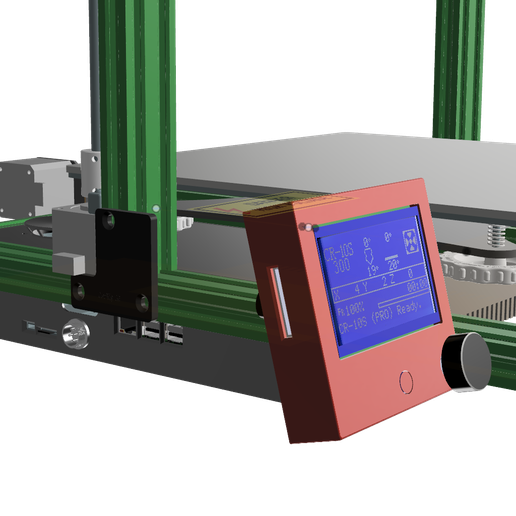 Slim and Elegant RepRap 12864 LCD Display Extrusion Mount - 3D model önizlemesi